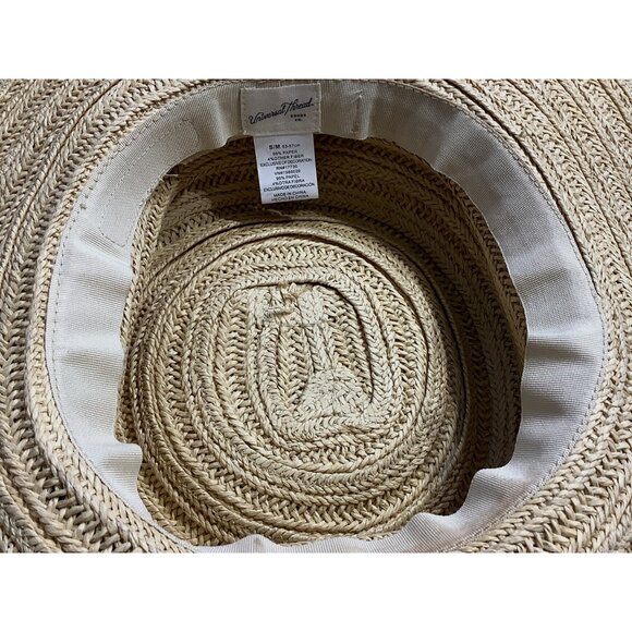 Universal Thread Straw Boarder Hat Ribbon Natural Black S/M 21" x 22.5" - Picture 8 of 9
